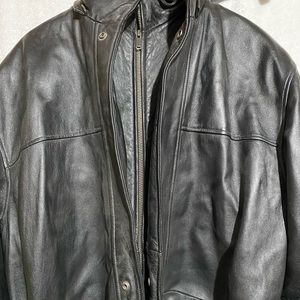 Men’s Wilson fine black leather belted jacket